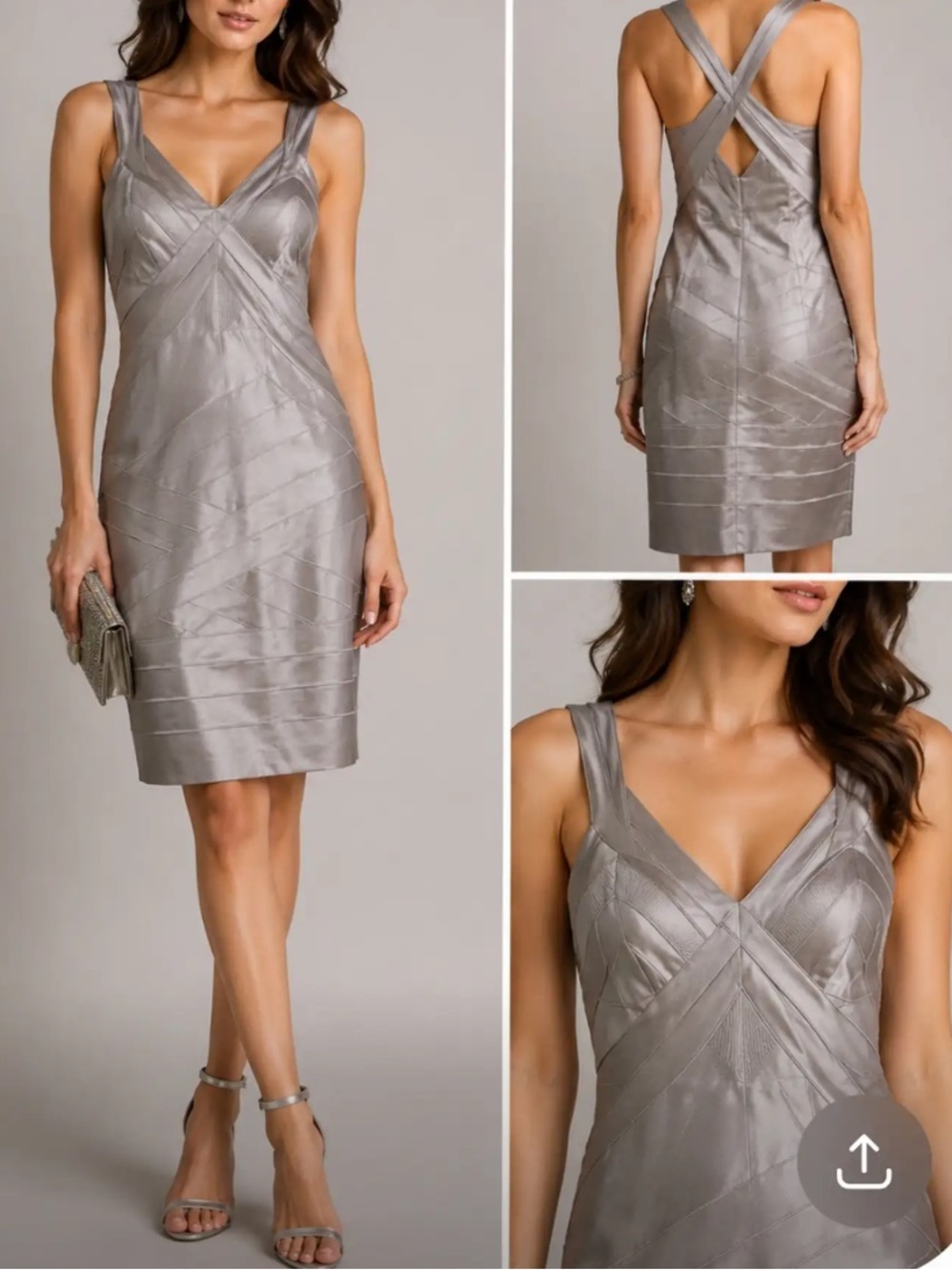 Karen Millen England Cross-Front Sheath  Cocktail Silk Dress Size 6